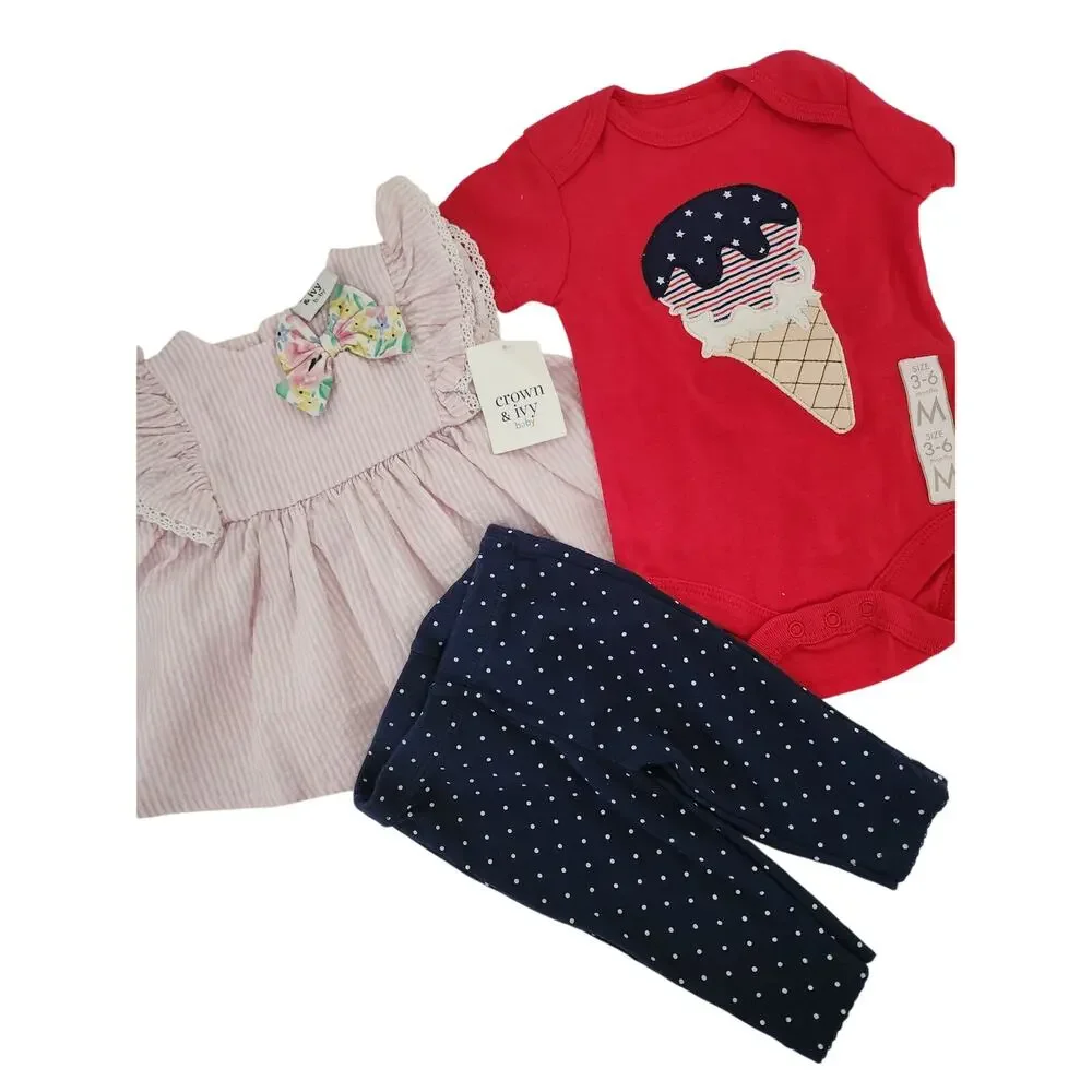 Bundle 0-6M Vintage and New Summer outfits